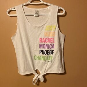 FRIENDS cotton blend cropped white sleeveless tank top